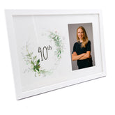 Personalised 40th Birthday Photo Frame Gift With Botanical Design